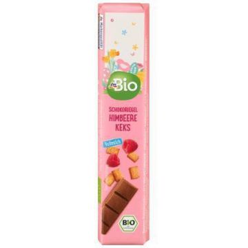 DmBio Ciocolată cu lapte,zmeură și biscuiți,ECO, 35 g