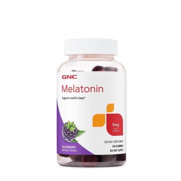 Melatonin 5 mg Gummies cu Aroa Naturala de Mure, 120 jeleuri, GNC