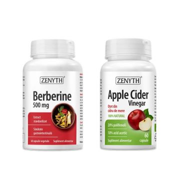 Pachet otet din cidru de mere 60 caps + Berberine 500 mg 60 caps Zenyth