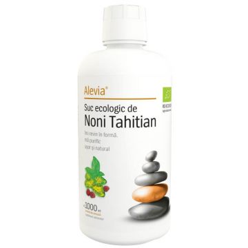 Suc organic de Noni Tahitian cu aromă de zmeură, 1000 ml, Alevia