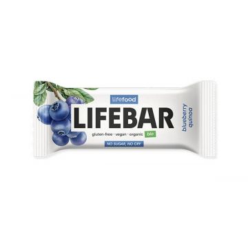 Baton cu afine si quinoa Lifebar Raw, Eco-Bio 40g - Lifefood
