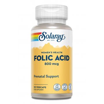 FOLIC ACID, 800 MCG, 30 CAPSULE, SOLARAY - SECOM