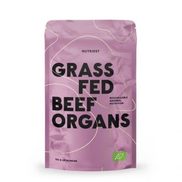 GRASS FED BEEF ORGANS – pulbere eco-bio din organe de vita organica liofilizat, 135 g, NUTRIEST