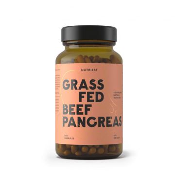 Grass Fed Beef Pancreas - cu rol in problemele digestive, ale intestinului si in alergiile alimentare, 240 cps, NUTRIEST