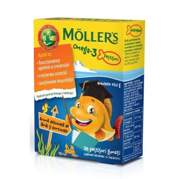 Moller's Omega3 cu 36 Pestisori Gumati Aroma Cola