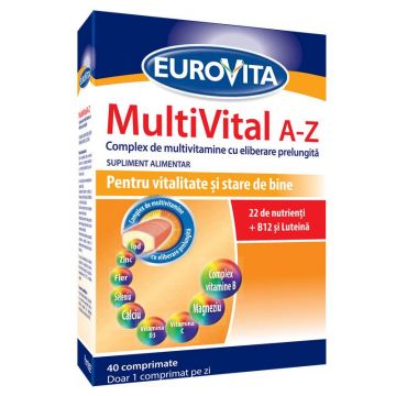 MultiVital A-Z, complex de multivitamine cu eliberare prelungita, 40 comprimate, Eurovita