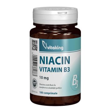 Vitamina B3 (niacina), 10 mg, 100 comprimate, Vitaking