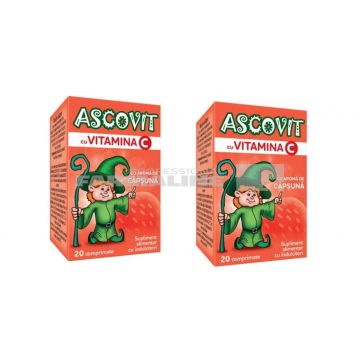 Ascovit cu aroma de capsuna 100 mg 20 comprimate Oferta 2 la pret de 1