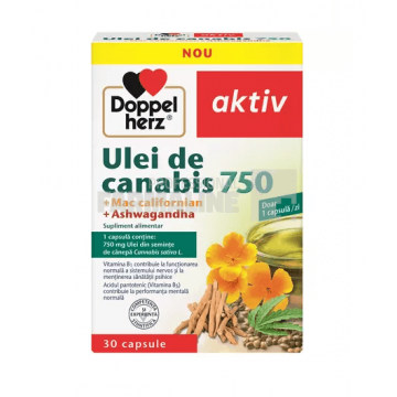 Doppelherz Ulei de Canabis 750 + Mac californian + Ashwagandha 30 capsule