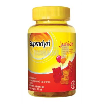 Supradyn Junior Multivitamine Aroma de fructe - Vitamina B3, B6, B12 - Vitamina C 30 ursuleti gumati