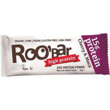 Baton proteic cu cirese si maca raw bio 60g Roobar