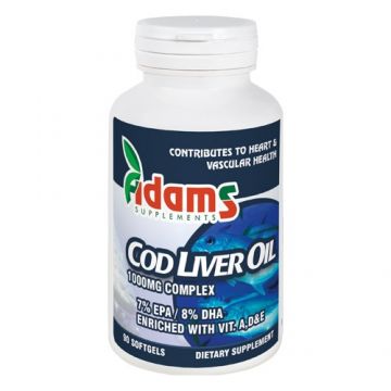 Cod Liver Oil (ulei din ficat de cod) 1000mg 90 capsule Adams Cod Liver Oil (ulei din ficat de cod) 1000mg 90 capsule Adams