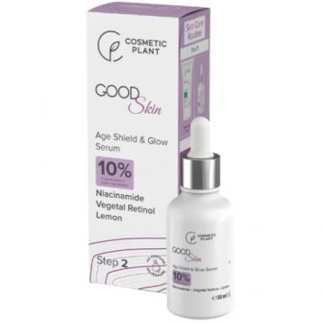 Ser Age Shield & Glow cu Niacinamida, Retinol și Lamaie, 30ml, Cosmetic Plant
