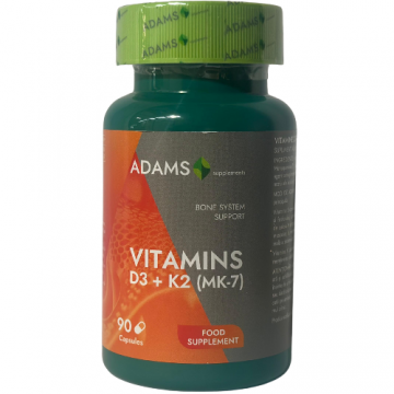 Vitamina D3 + K2 (MK-7) 90cps, Adams Supplements