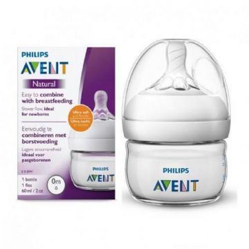 Avent Biberon Natural 60ml, +0 luni