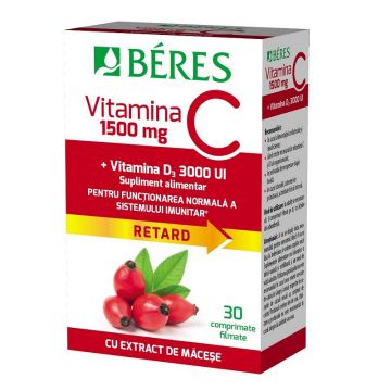 Beres Vitamina C  1500mg + Vitamina D3 3000 UI, 30 comprimate