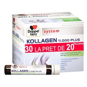 Doppelherz System Kollagen 11.000 Plus 20 Flacoane + 10 Flacoane Cadou