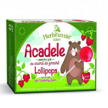 Herbitussin Kids Acadele cu aroma de zmeura, 4 bucati