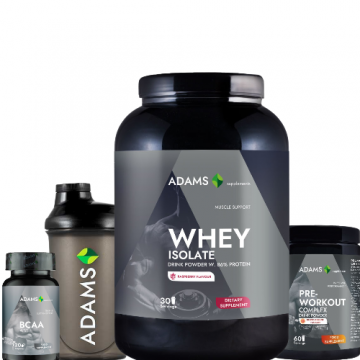 Pachet Izolat zmeura + BCAA + PreWorkout + Shaker