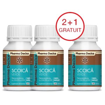 Scoică Verde 2+1 Gratuit, 180 capsule x 3