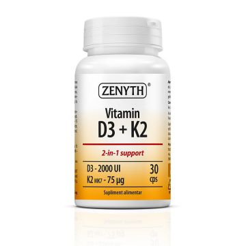 Vitamin D3 2000 UI + K2 30 capsule Zenyth