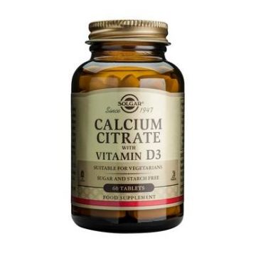 Calcium citrate 250mg cu Vit D3 60cps - SOLGAR